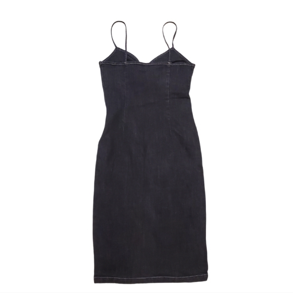 Topshop Women's Black Denim Midi Slit Front Jean Dress‎ Size 6 - Picture 3 of 9